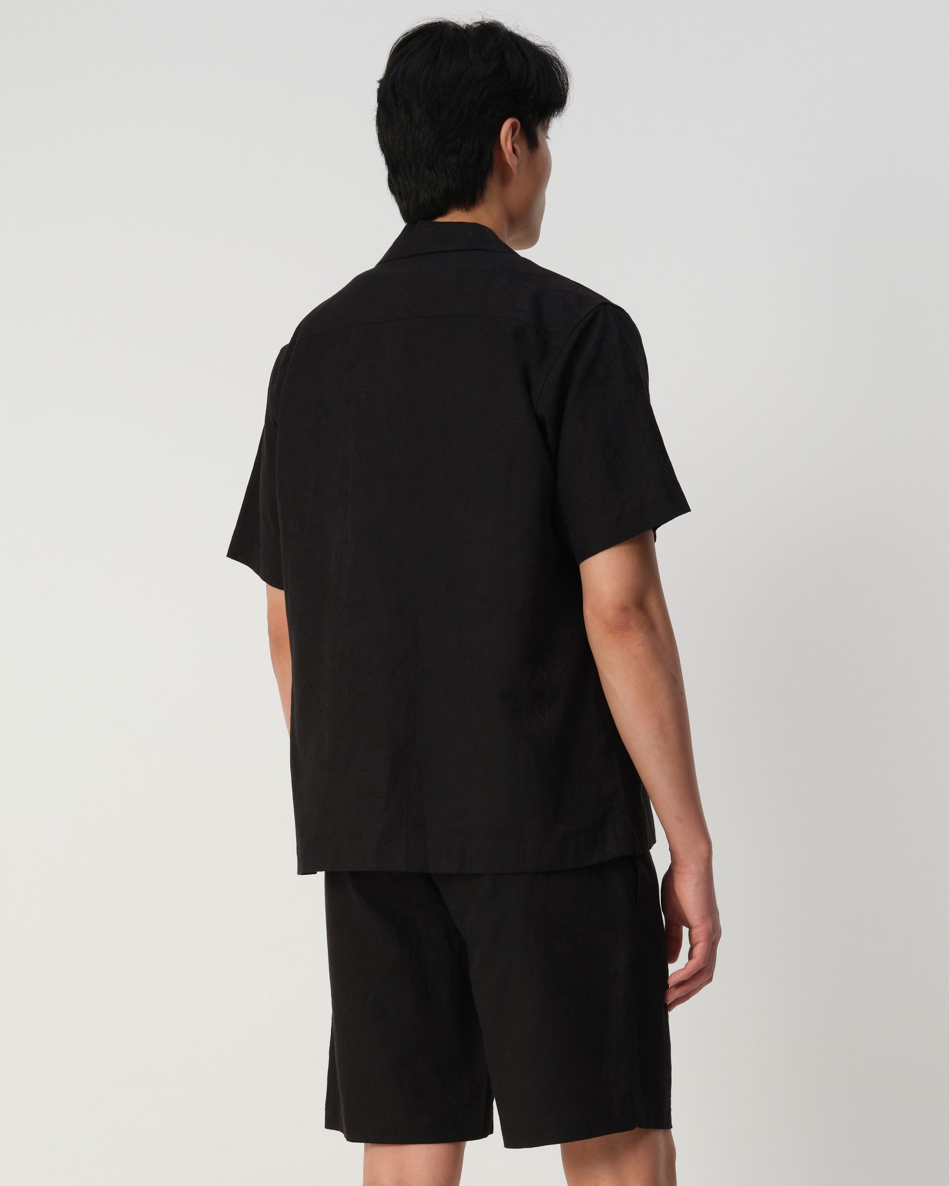 J.C. RAGS Aaron Jacquard Casual Overhemd Schwarz