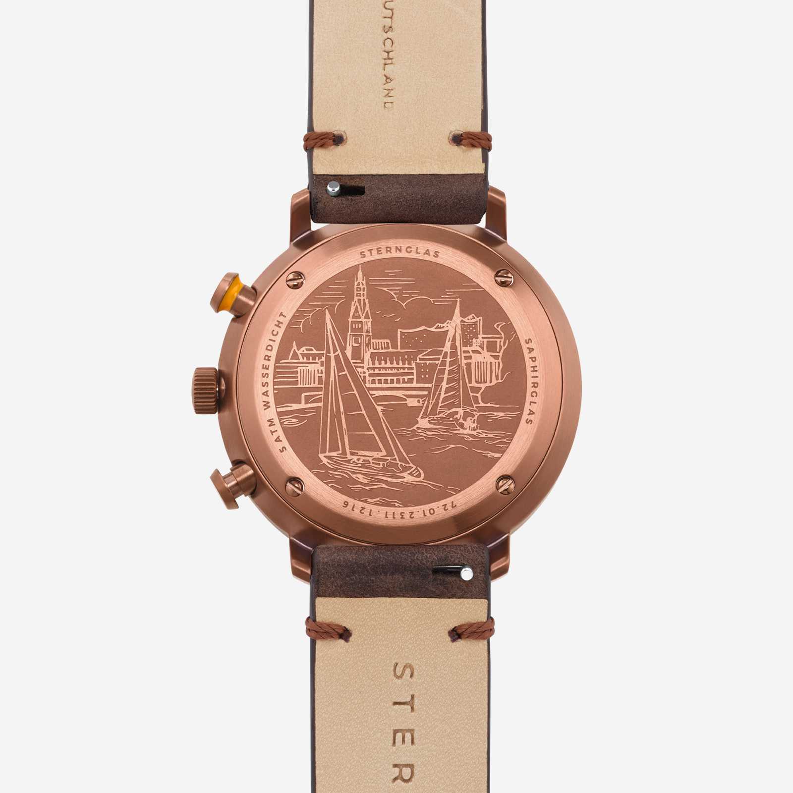 Sternglas Hamburg Chrono Dunkelgrün mit Nylon Armband