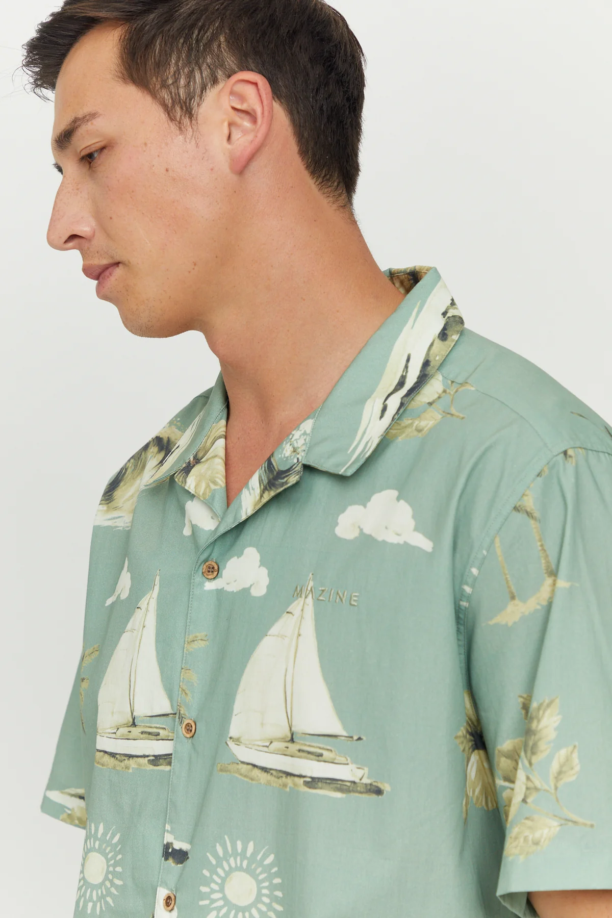 Mazine Maui Shirt - Cobalt Green / printed