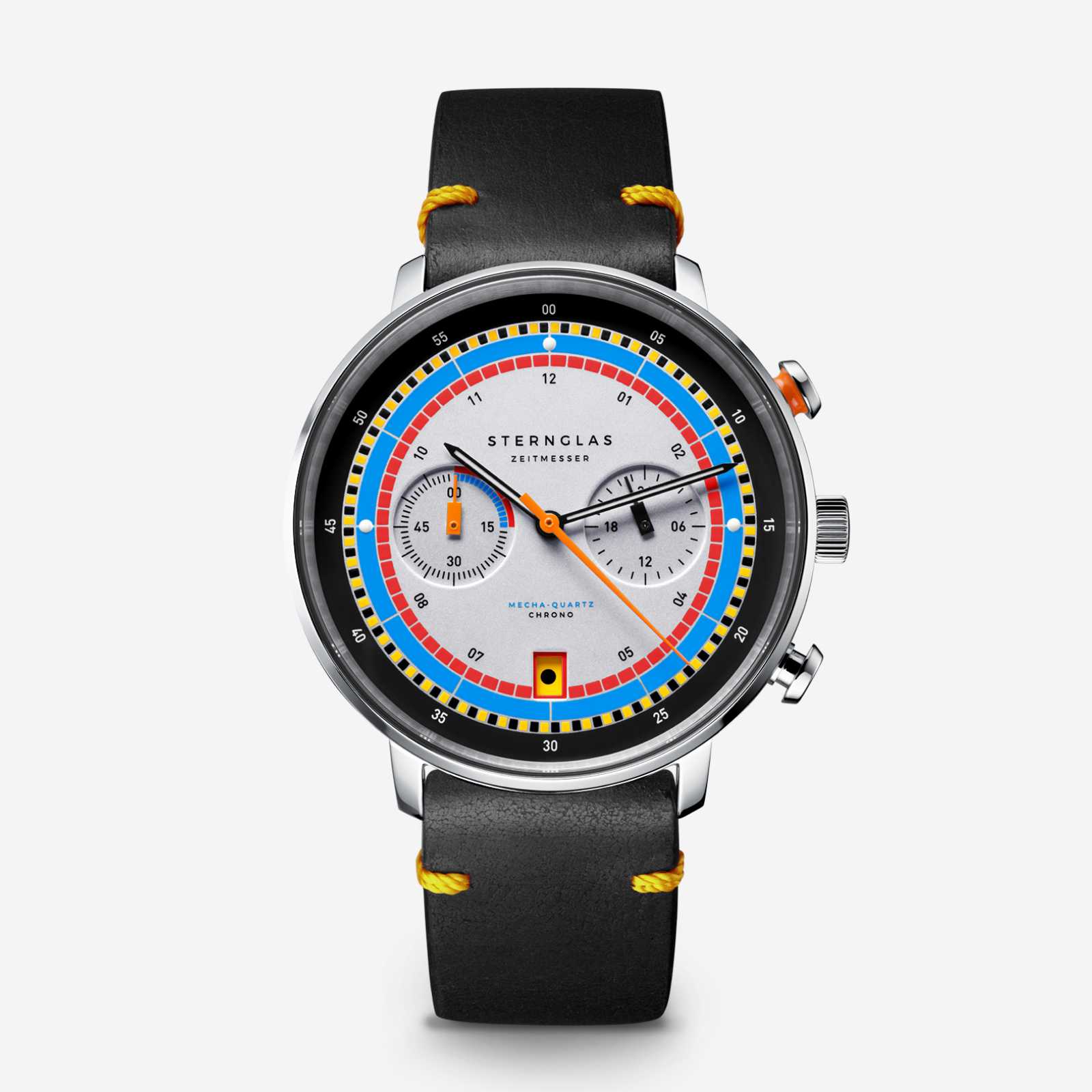 Sterglas Hamburg Chrono Regatta Silber Vintage Nero-Gelb 