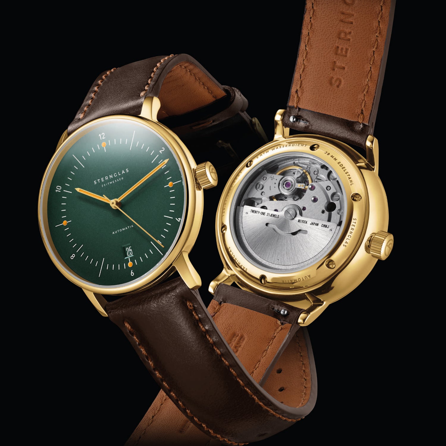 Sternglas Naos Automatik dunkelgrün gold