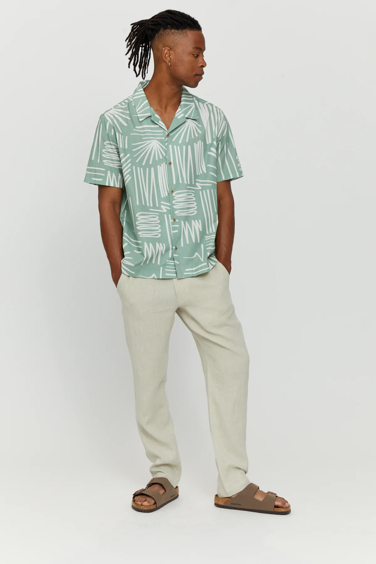 Mazine Honolulu Shirt - Cobalt Green / printed