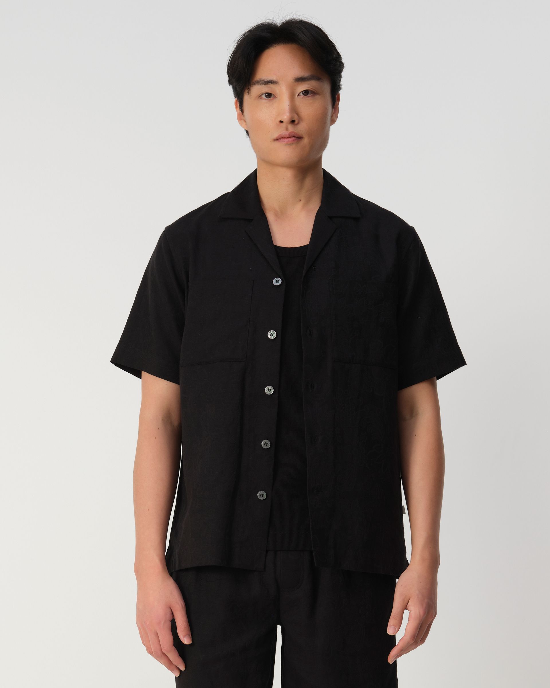 J.C. RAGS Aaron Jacquard Casual Overhemd Schwarz