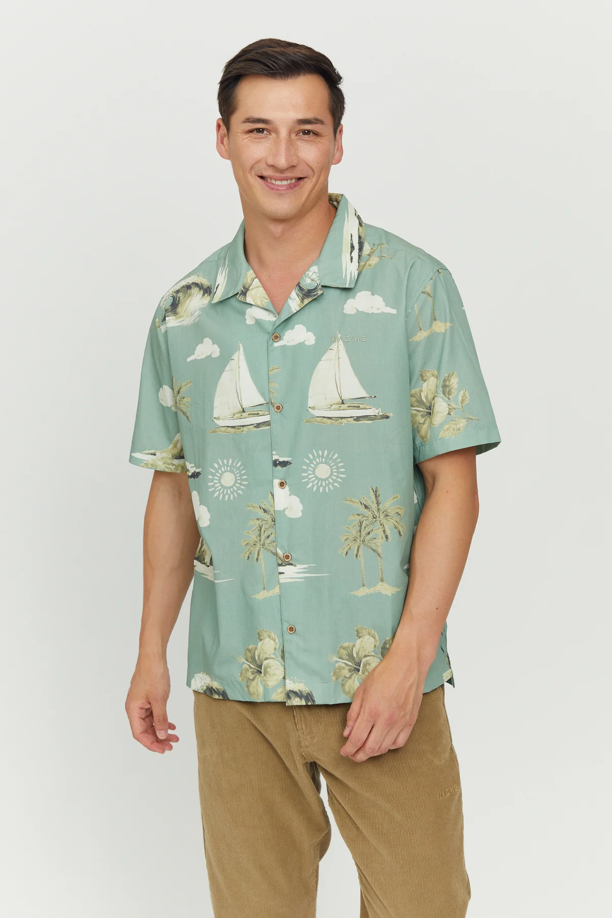Mazine Maui Shirt - Cobalt Green / printed 