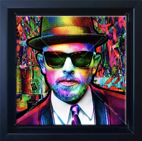 Hamburger Hip-Hop Musiker Bild 20 x 20 cm gerahmt