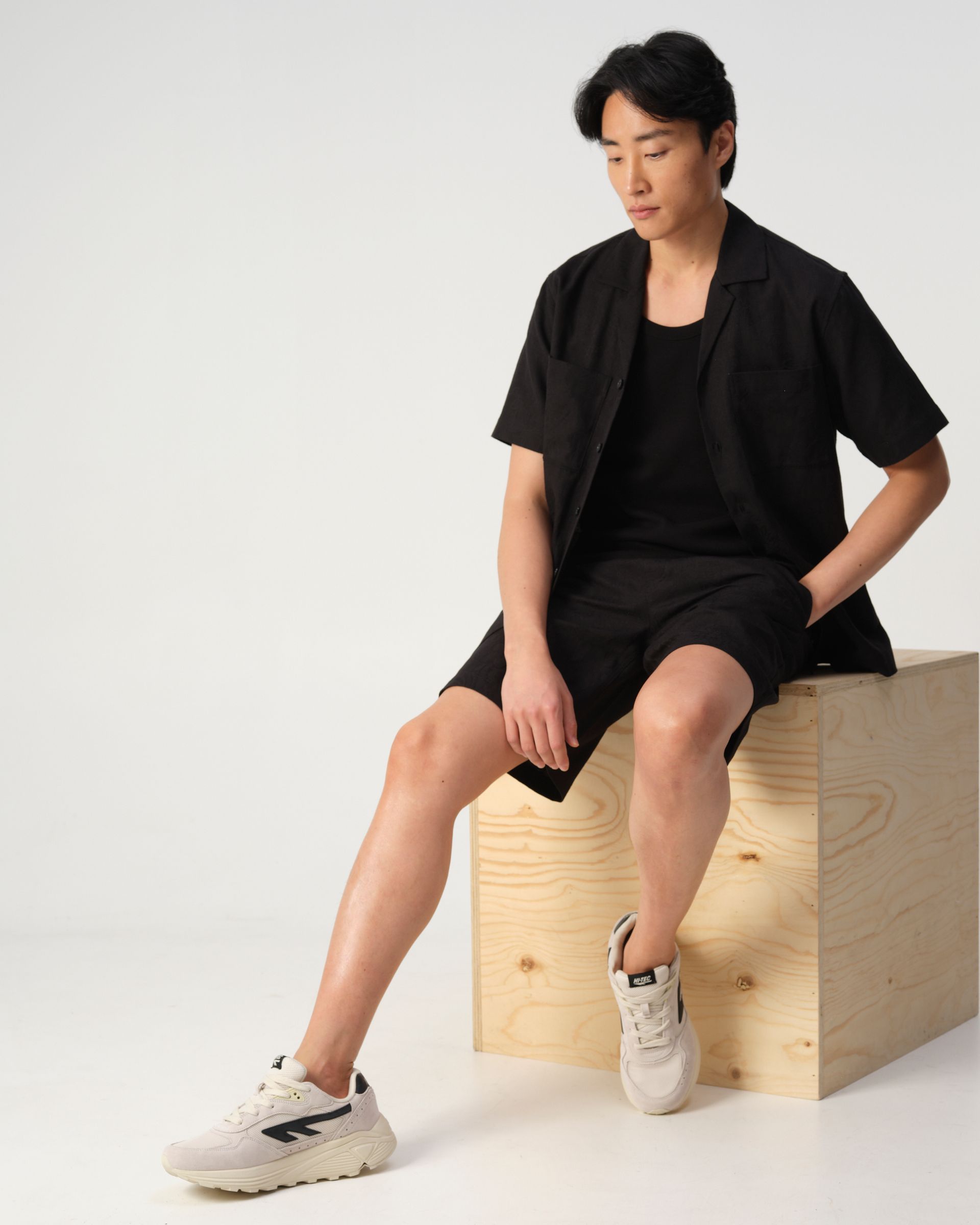 J.C. RAGS Aaron Jacquard Casual Overhemd Schwarz