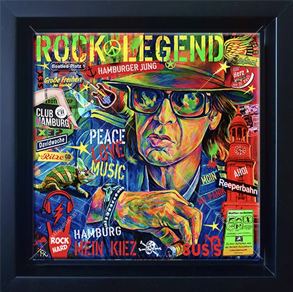 Hamburger Rockmusiker „Rock Legend“ Bild 20 x 20 cm gerahmt