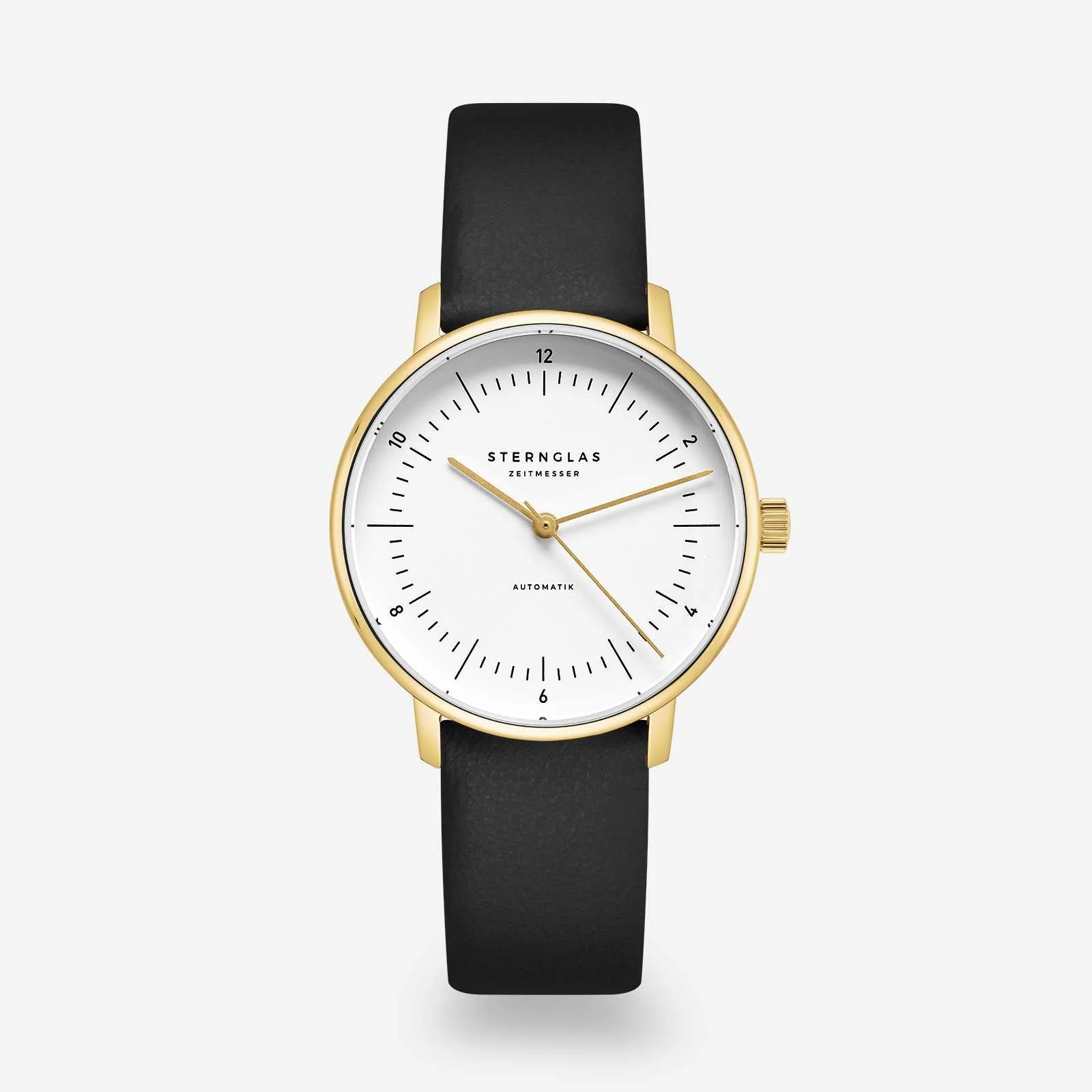 Sternglas Naos XS Automatik Gold Lederarmband Schwarz