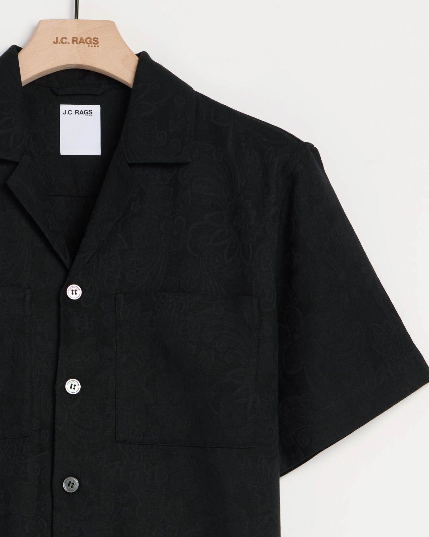 J.C. RAGS Aaron Jacquard Casual Overhemd Schwarz