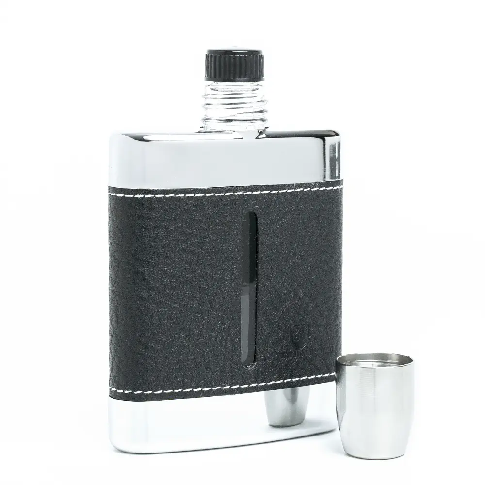 Flachmann 150ml Leder schwarz Flachmann 150ml Leder schwarz