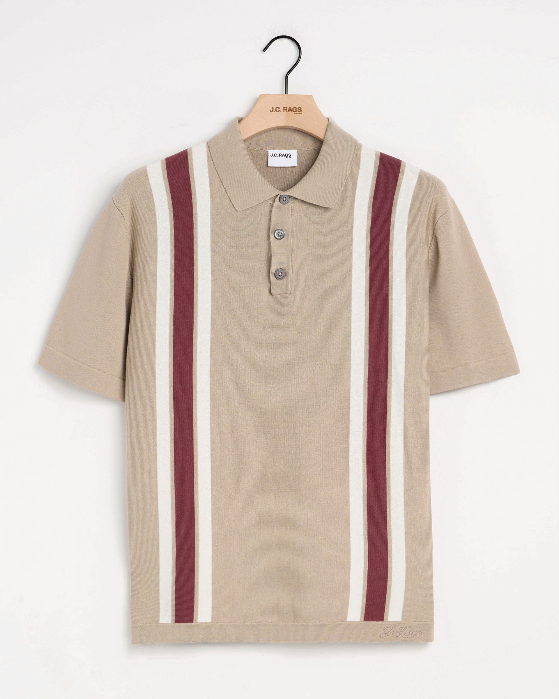 J.C. RAGS Alvie Stripe Polo Plaza Taupe