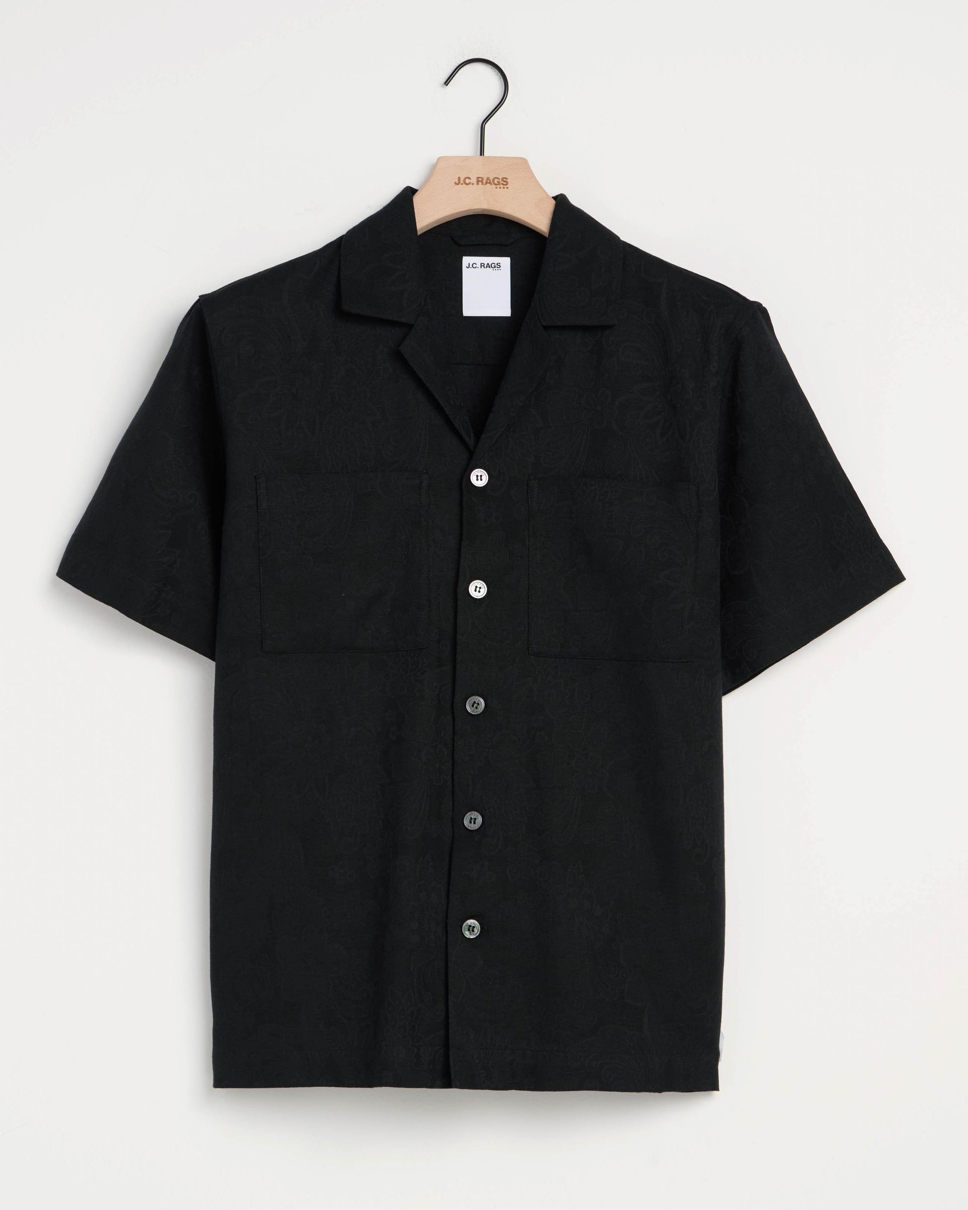 J.C. RAGS Aaron Jacquard Casual Overhemd Schwarz