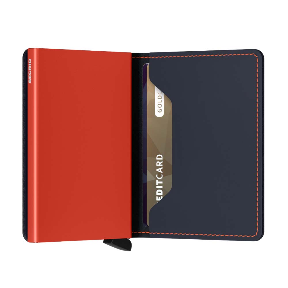 Secrid - Matte Night Blue & Orange Slimwallet