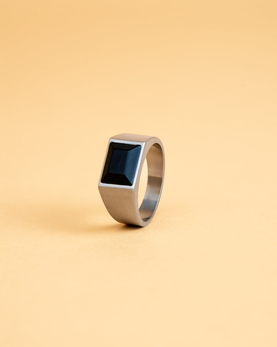 Gemini Credo Silver Black Siegelring aus Titan mit schwarzem Achatstein