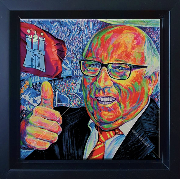 Hamburger Fussball-Legende Bild 20 x 20 cm gerahmt
