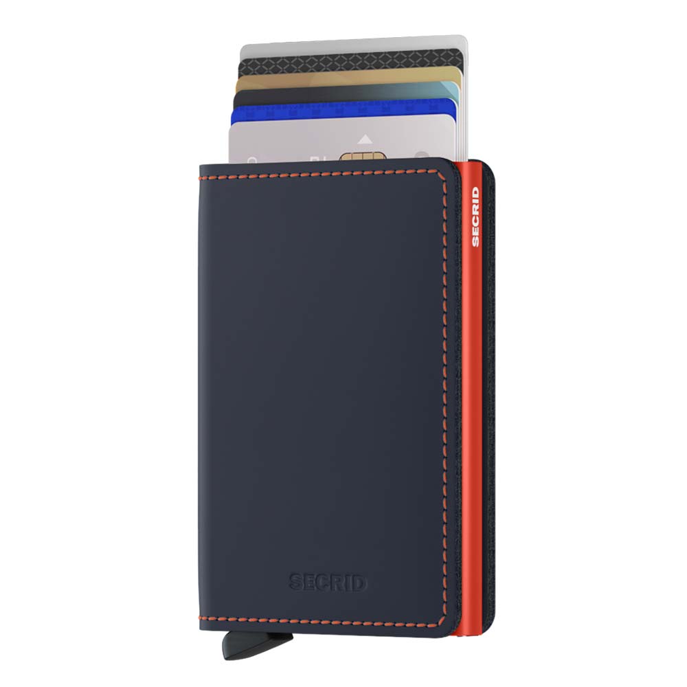Secrid - Matte Night Blue & Orange Slimwallet