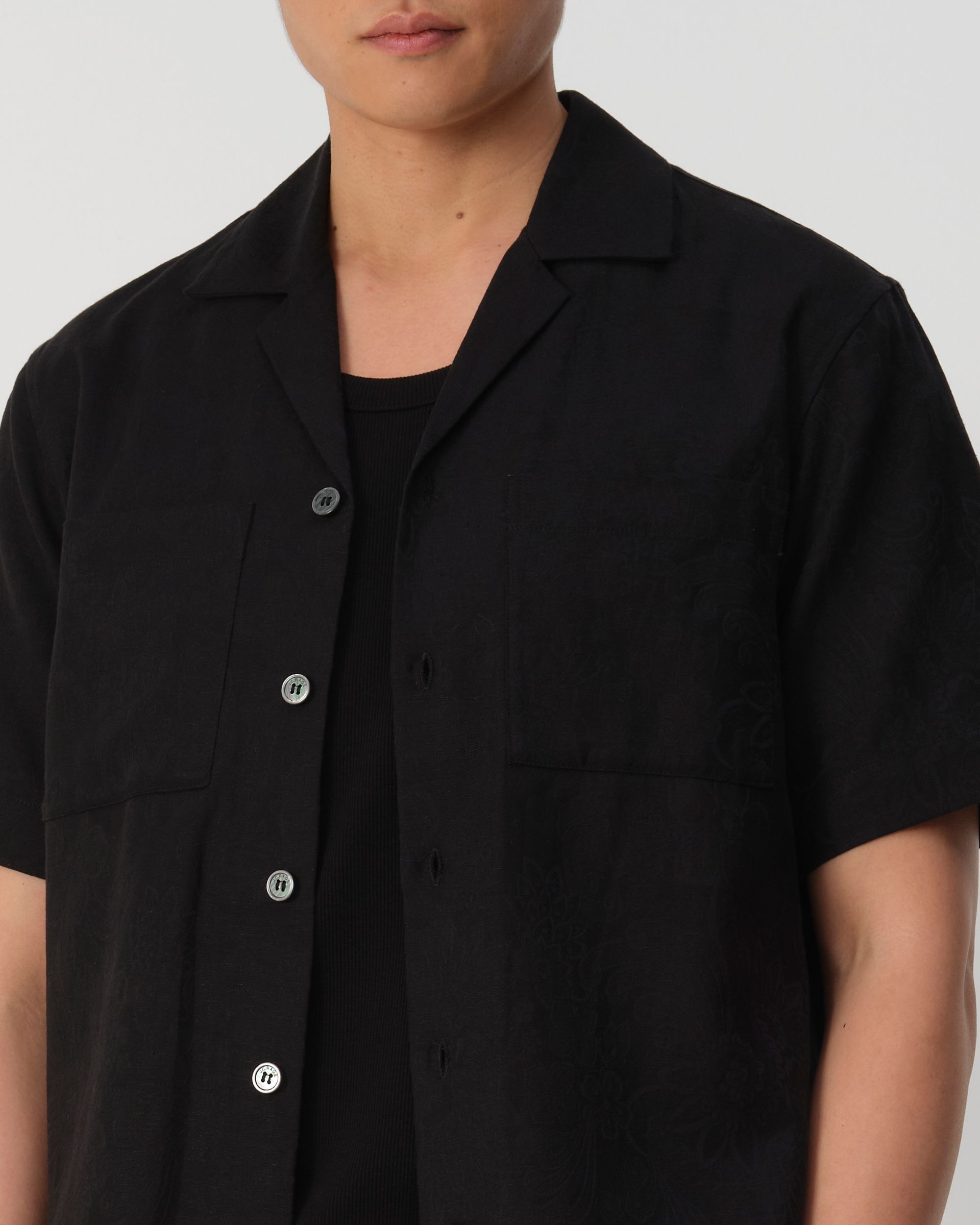 J.C. RAGS Aaron Jacquard Casual Overhemd Schwarz