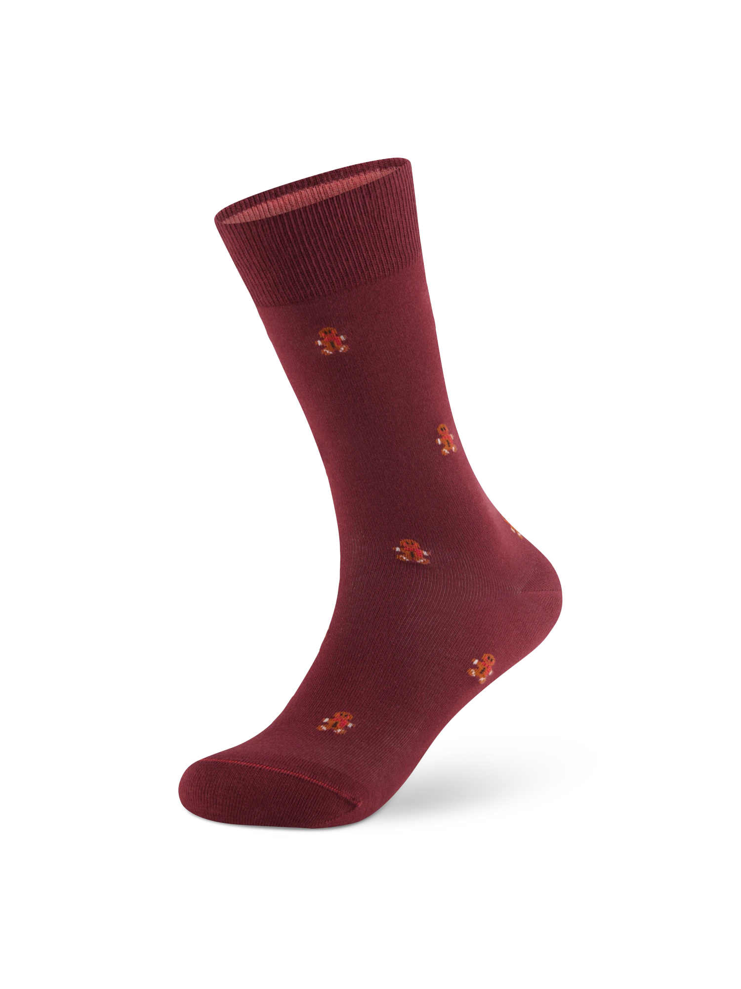 VON JUNGFELD Weihnachtssocken Gingerbread Man Wine Red