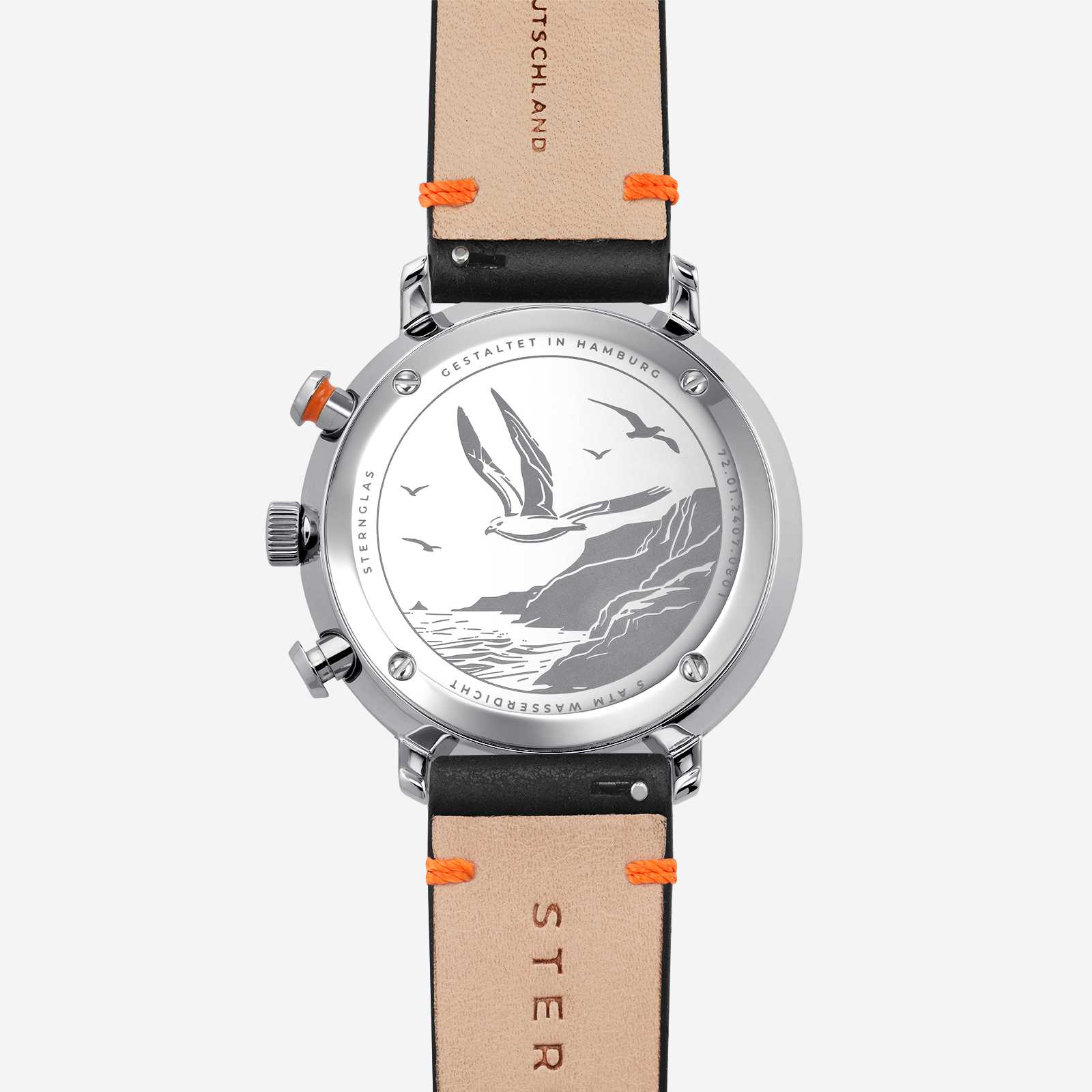 Sternglas Hamburg Chrono Edition Küste Dunkelblau Silber Nylon Field Orange