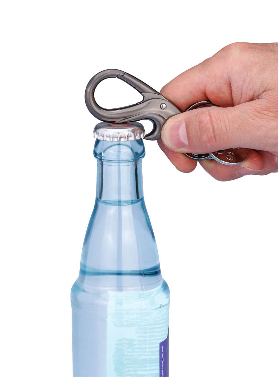 Schlüsselanhänger mit Karabiner, Flaschenöffner und 2 Schlüsselringen DROP
