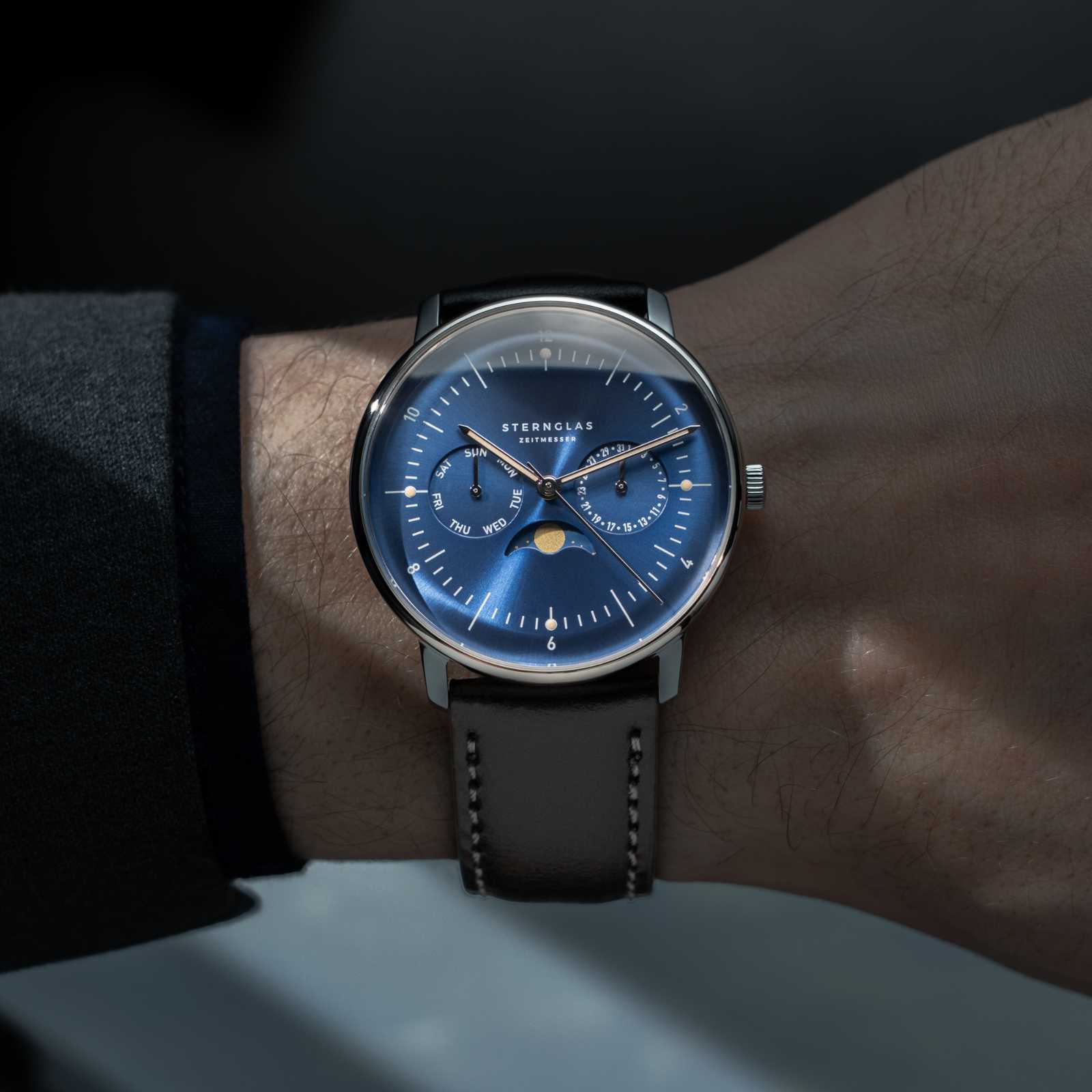 Sternglas Naos Mondphase Mitternachtsblau