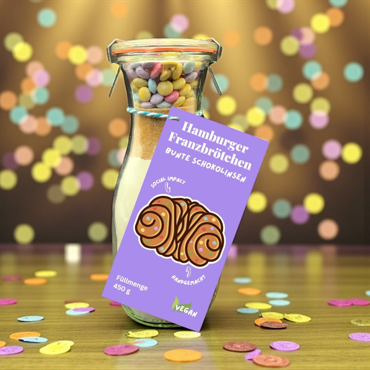 Hamburger Franzbrötchen Backmischung bunte Schokolinsen