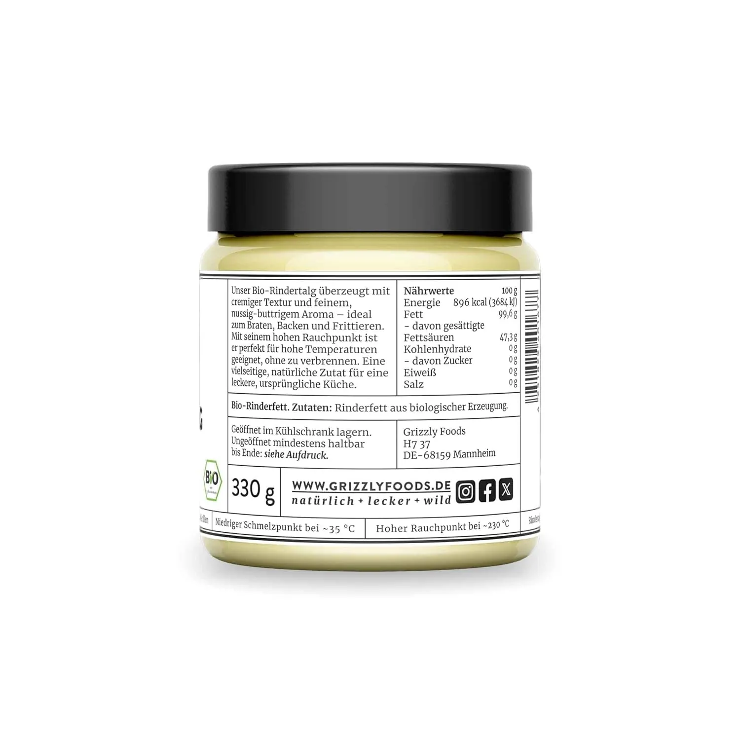 Grizzly Foods Bio-Rindertalg / Rinderfett