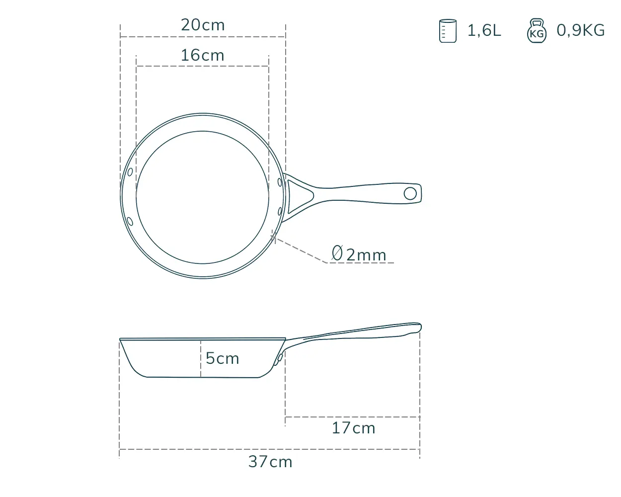 Olavson Kupferkern Pfanne - 20 cm - beschichtet Olavson Kupferkern Pfanne - 20 cm - beschichtet