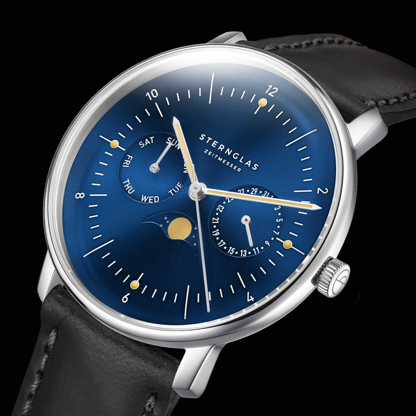 Sternglas Naos Mondphase Mitternachtsblau