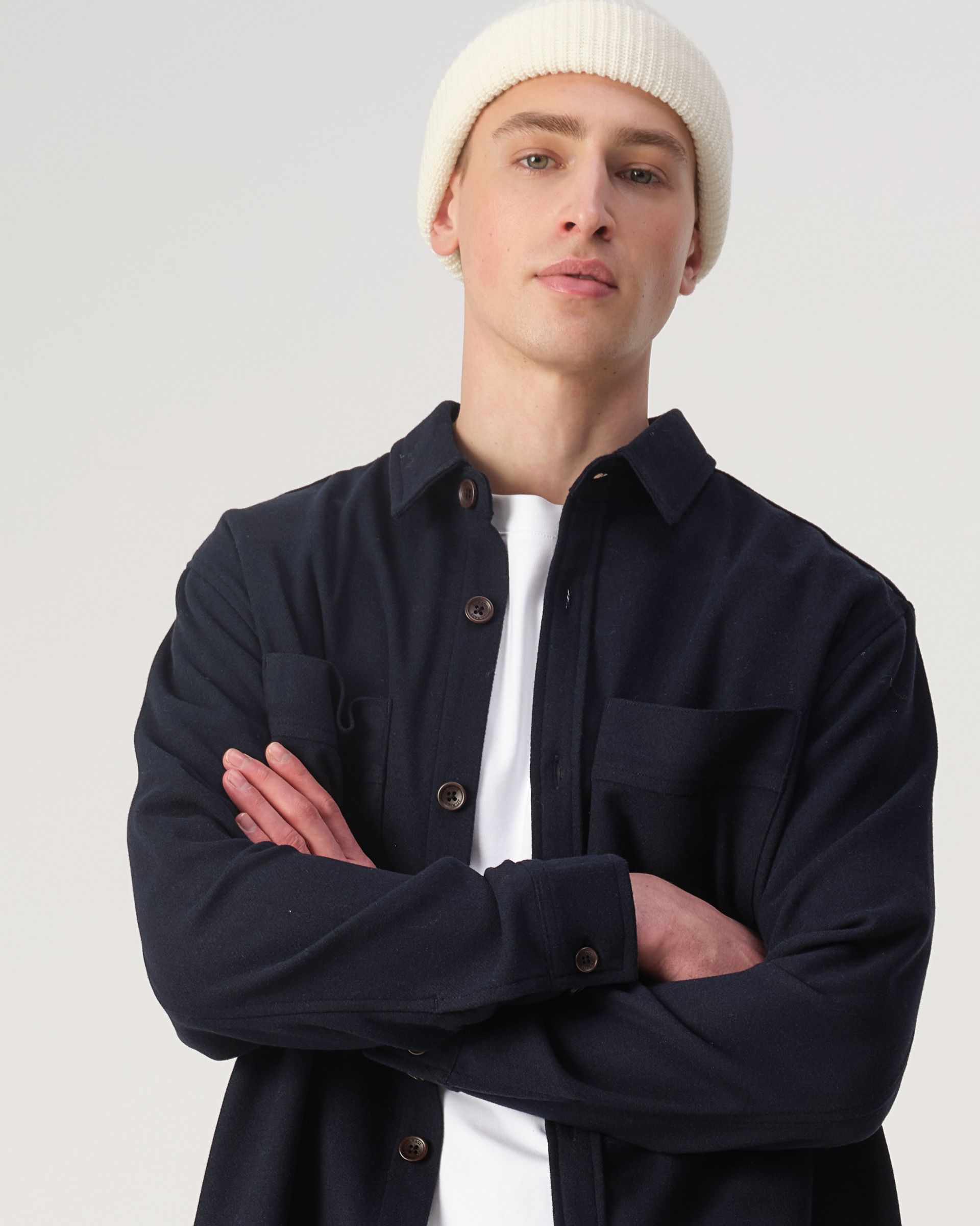 J.C. RAGS Ace Wool Overshirt Sky Captain Melange
