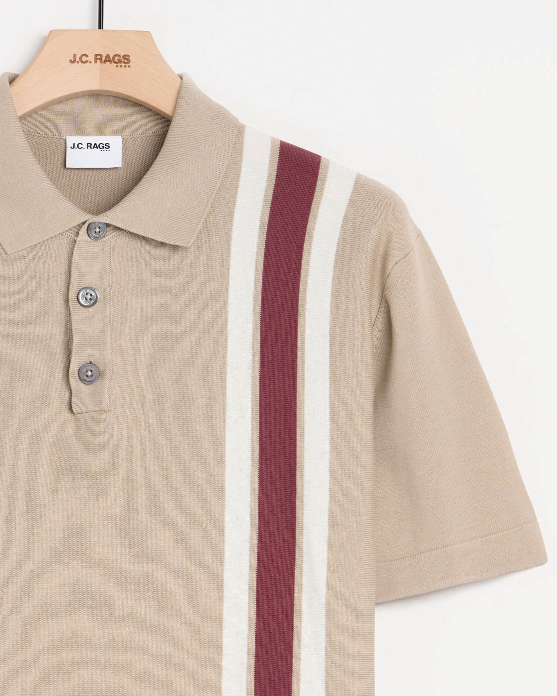 J.C. RAGS Alvie Stripe Polo Plaza Taupe