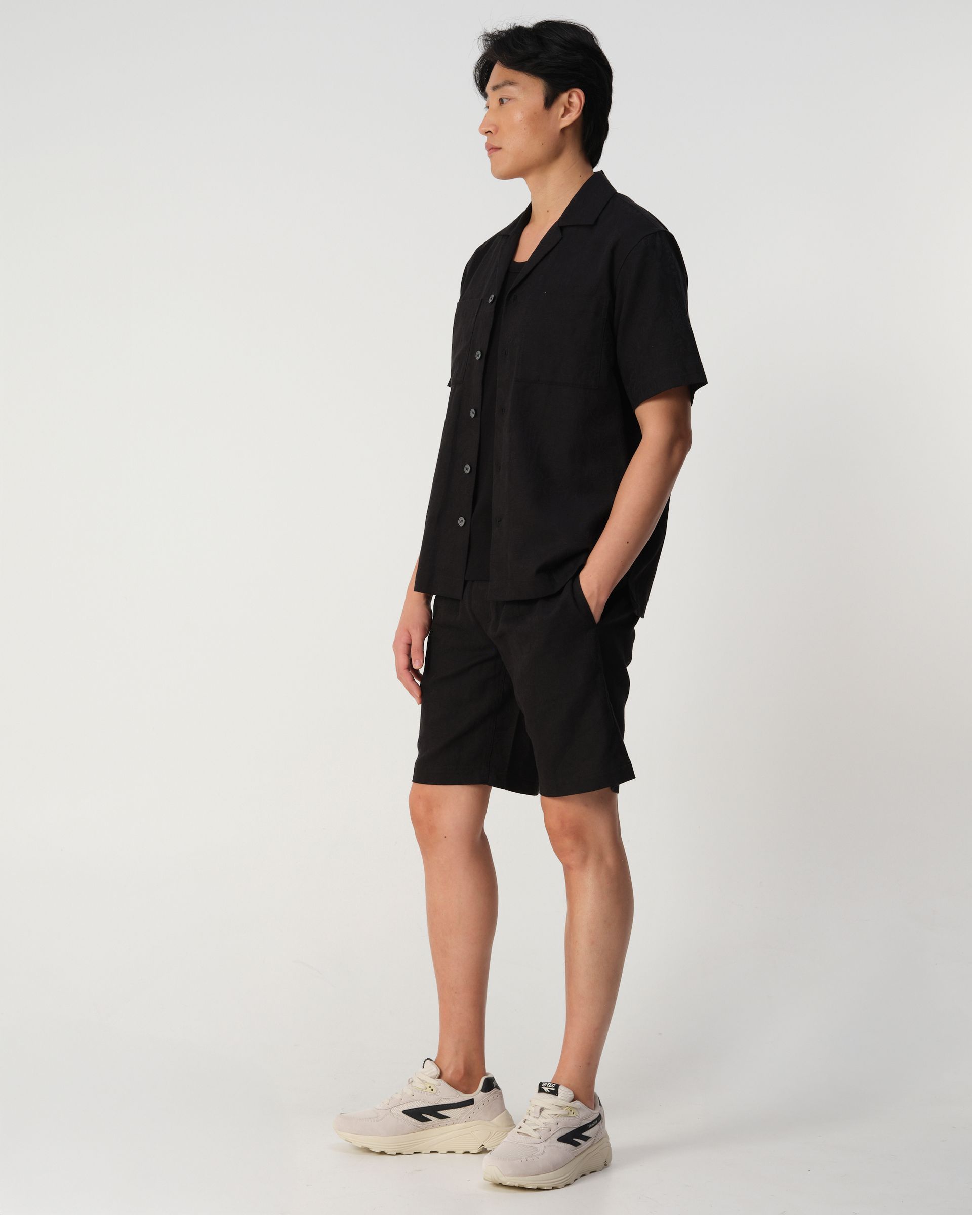 J.C. RAGS Aaron Jacquard Casual Overhemd Schwarz