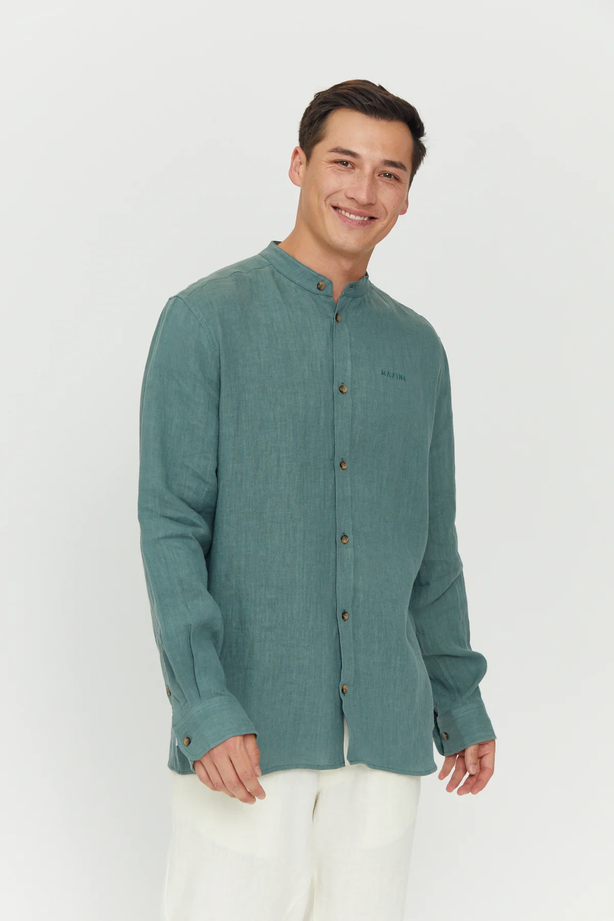 Mazine Altona Linen Shirt langarm - Jade