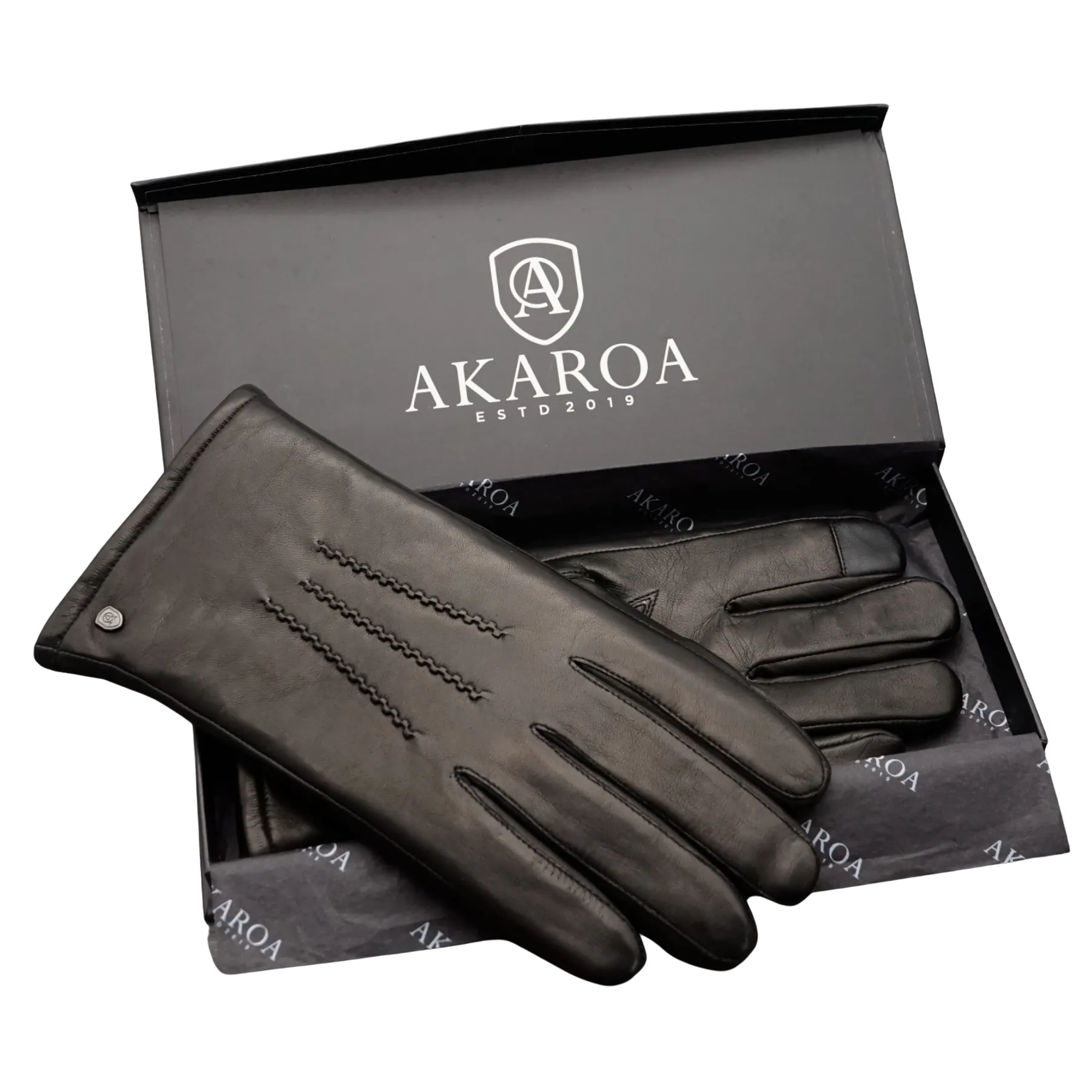 Akaroa Lederhandschuhe Dan mit Lammfellfutter - schwarz
