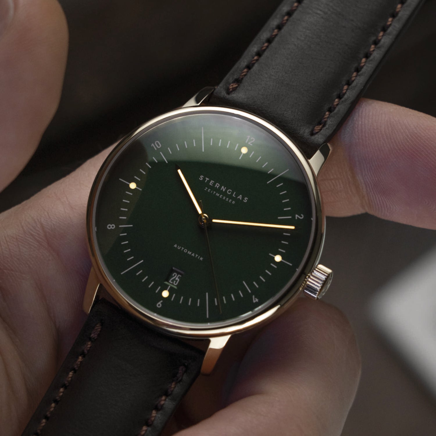 Sternglas Naos Automatik dunkelgrün gold