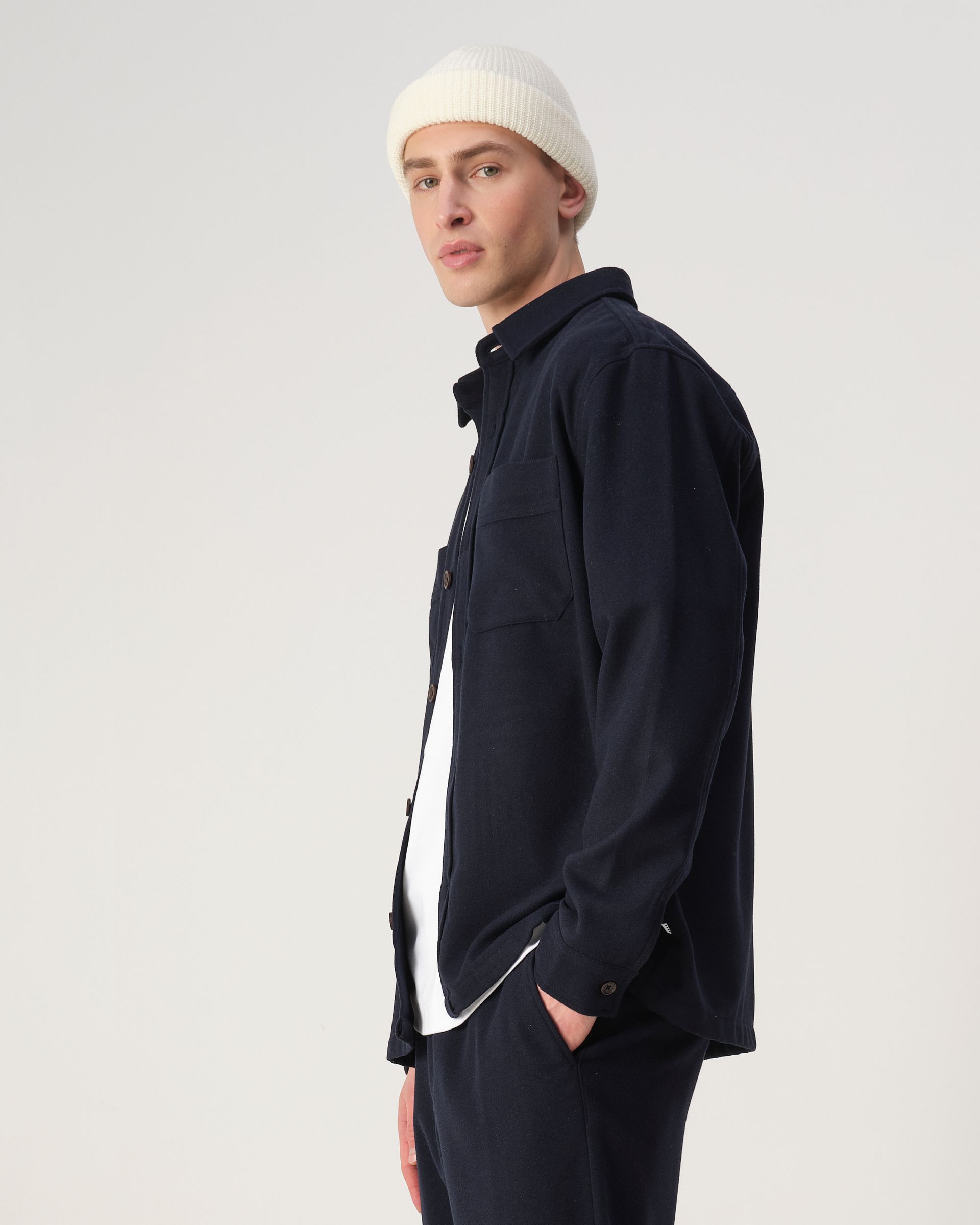 J.C. RAGS Ace Wool Overshirt Sky Captain Melange