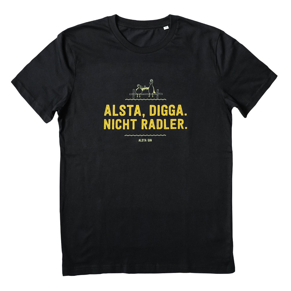 Alsta Gin T-Shirt „Alsta, Digga. Nicht Radler“ - schwarz Alsta Gin T-Shirt „Alsta, Digga. Nicht Radler“ - schwarz