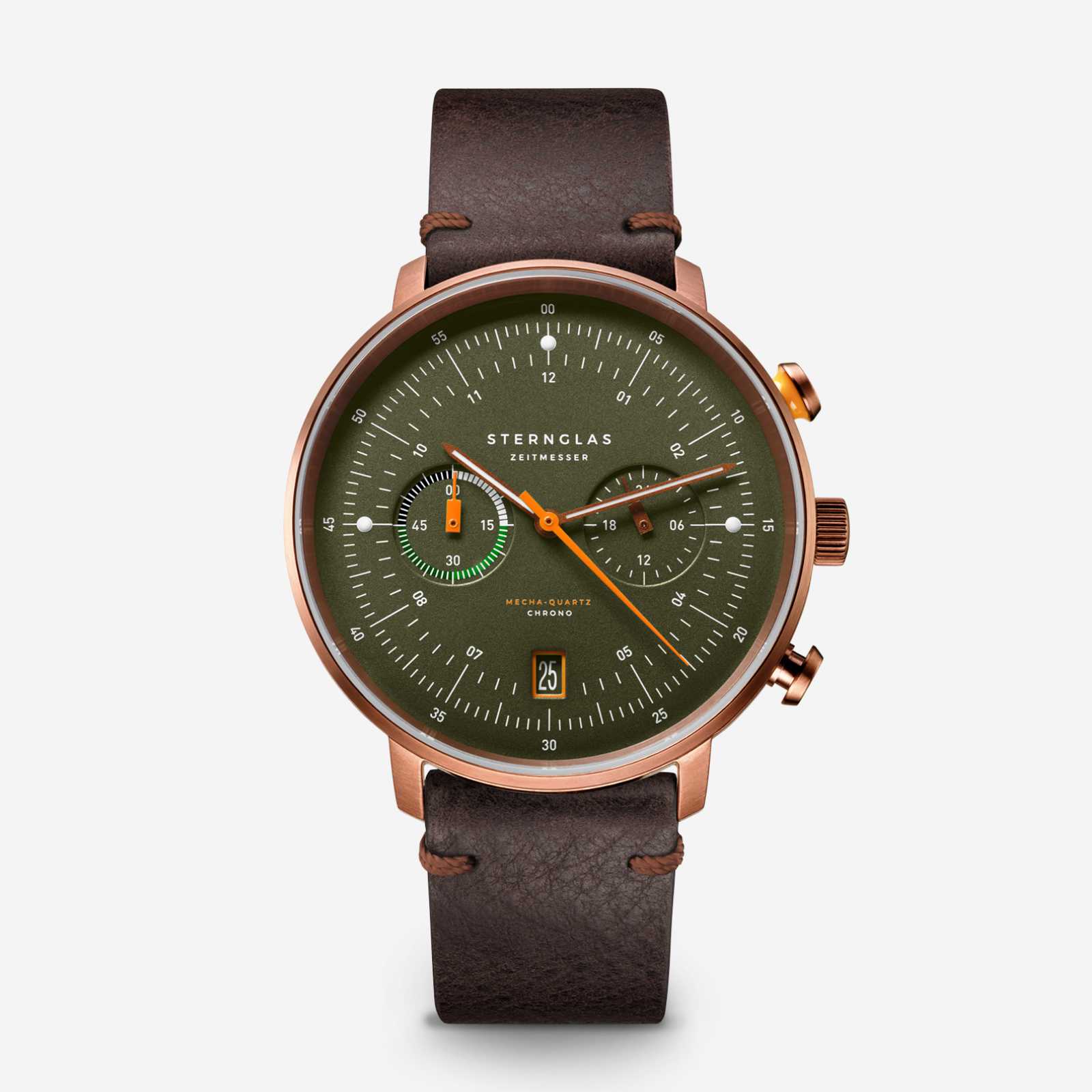 Sternglas Hamburg Chrono Dunkelgrün mit Lederarmband