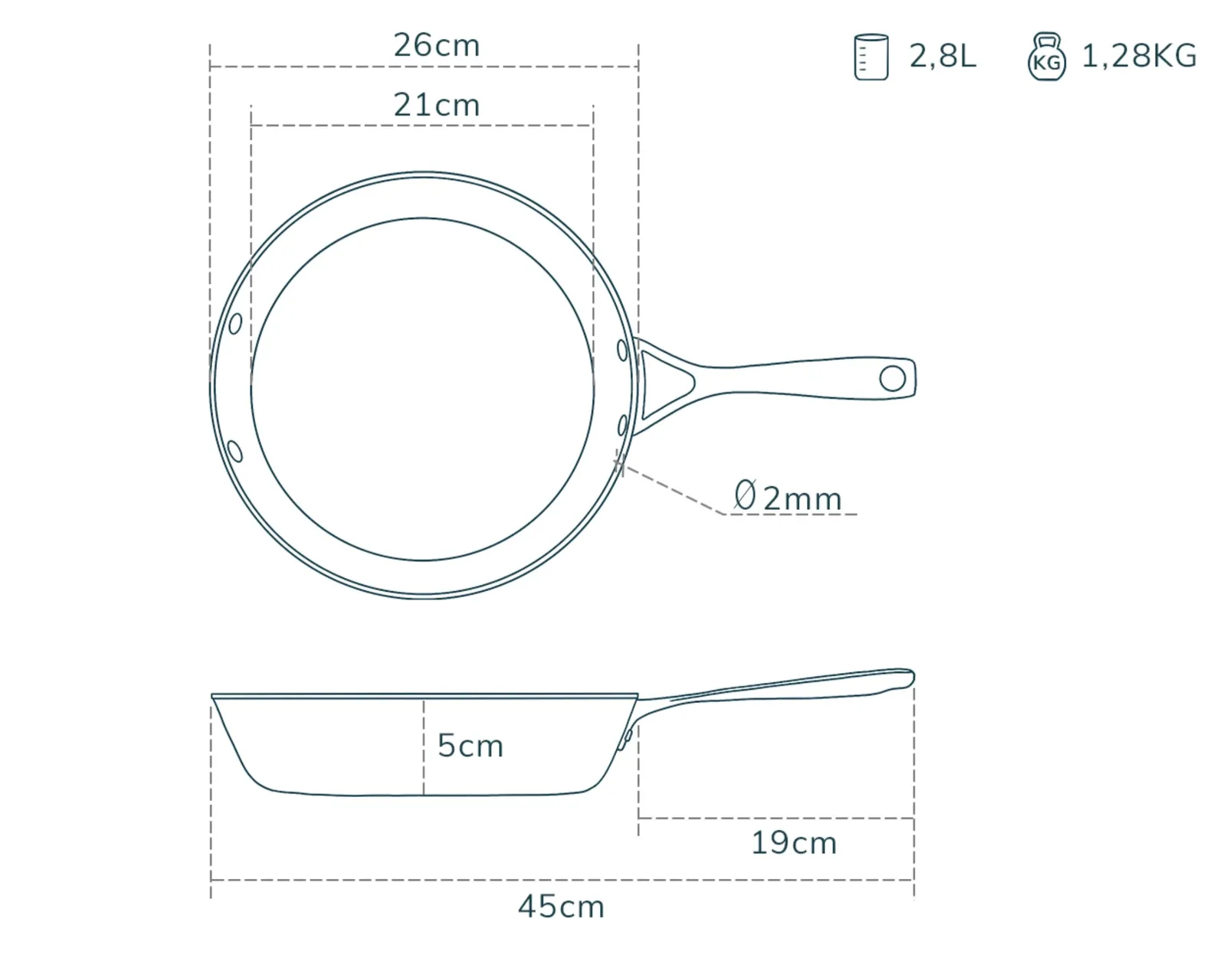 Olavson Kupferkern Pfanne - 26 cm - unbeschichtet Olavson Kupferkern Pfanne - 26 cm - unbeschichtet