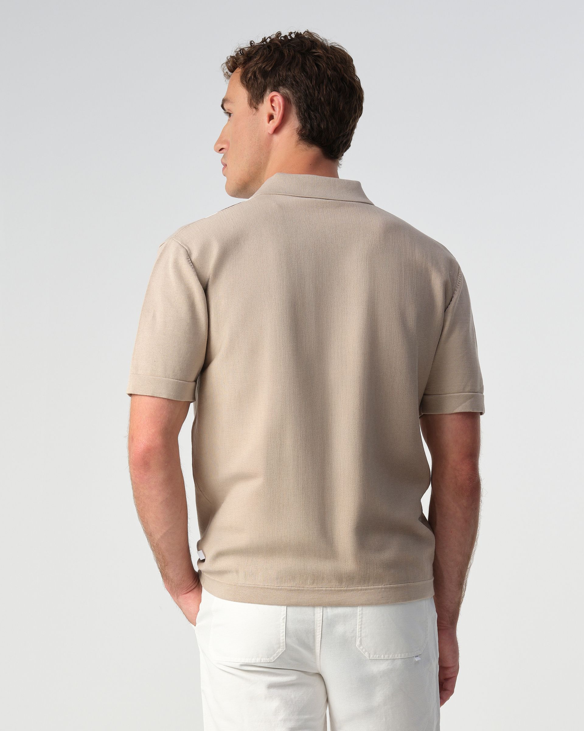 J.C. RAGS Alvie Stripe Polo Plaza Taupe