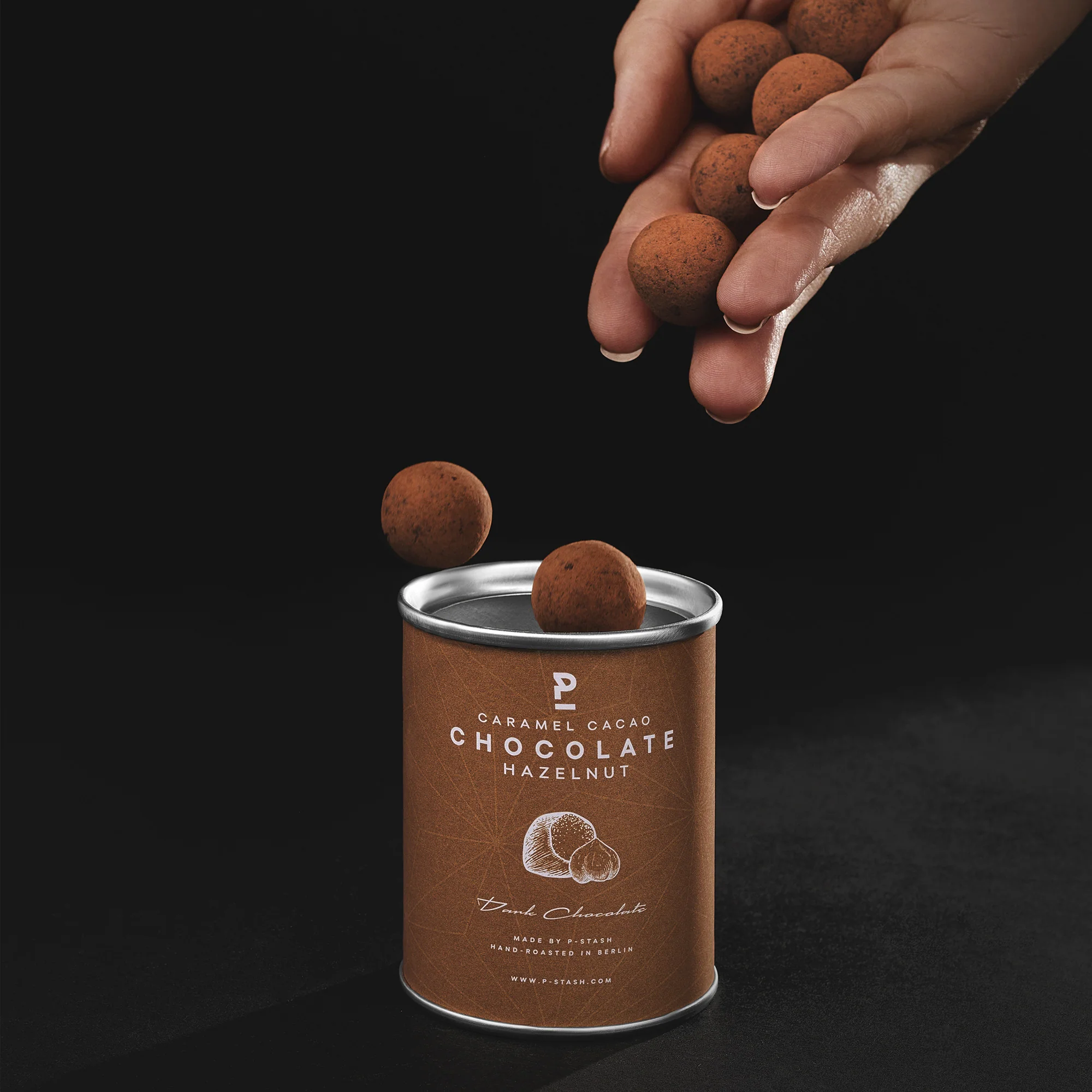 P-Stash Haselnuss - Dunkle Schokolade mit Karamell & Kakao - Mini 60g