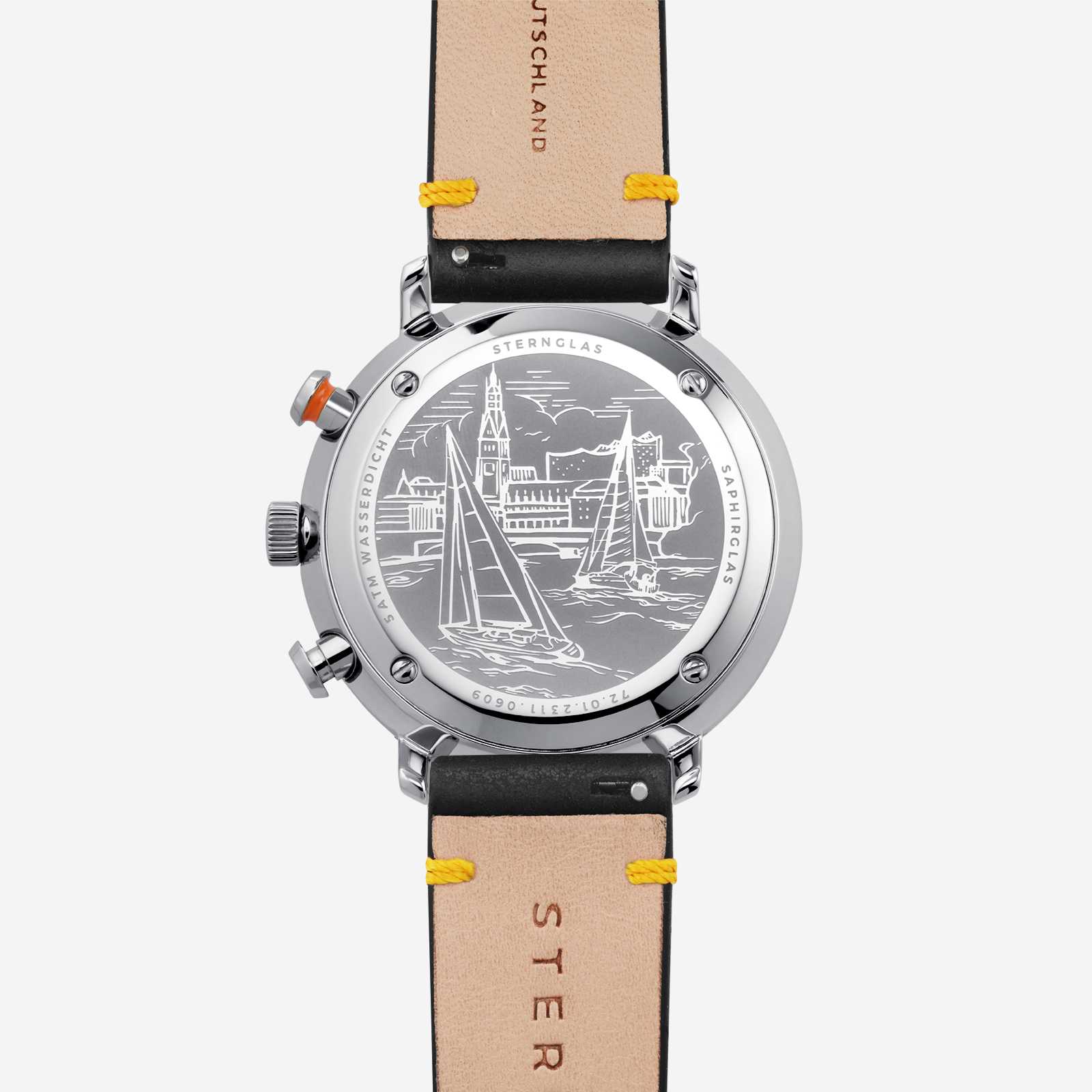 Sterglas Hamburg Chrono Regatta Silber Vintage Nero-Gelb 