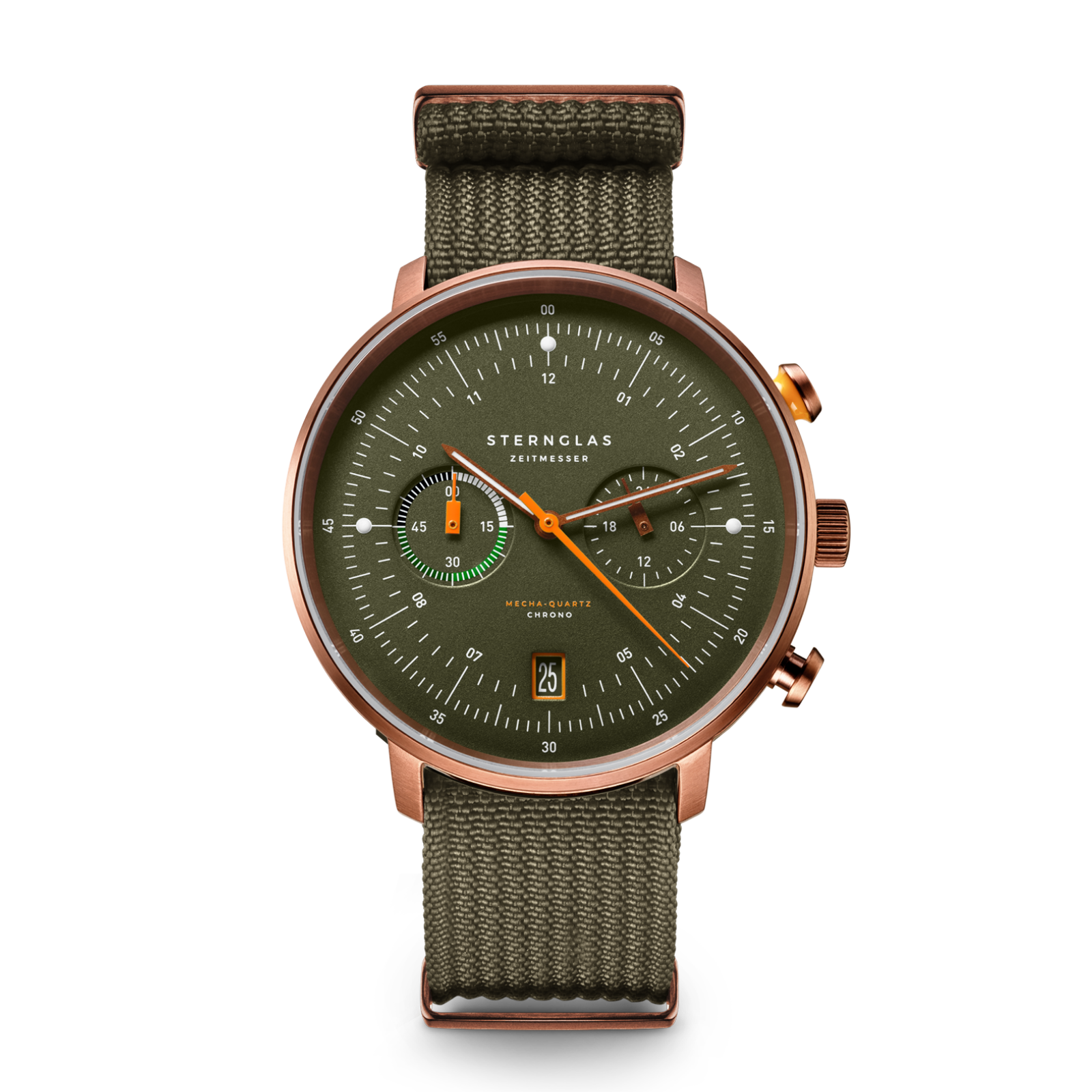 Sternglas Hamburg Chrono Dunkelgrün mit Nylon Armband Sternglas Hamburg Chrono Dunkelgrün mit Nylon Armband