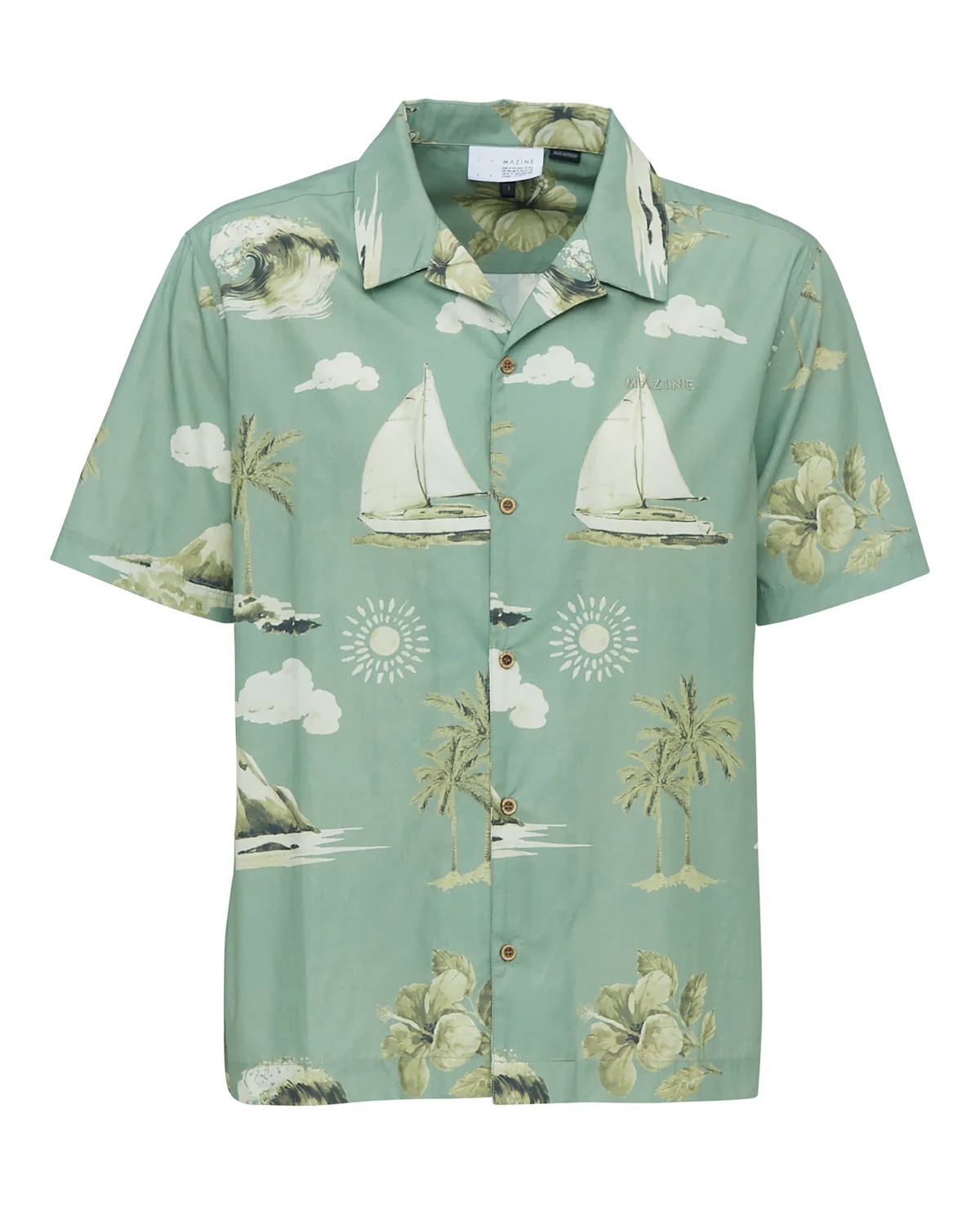 Mazine Maui Shirt - Cobalt Green / printed 