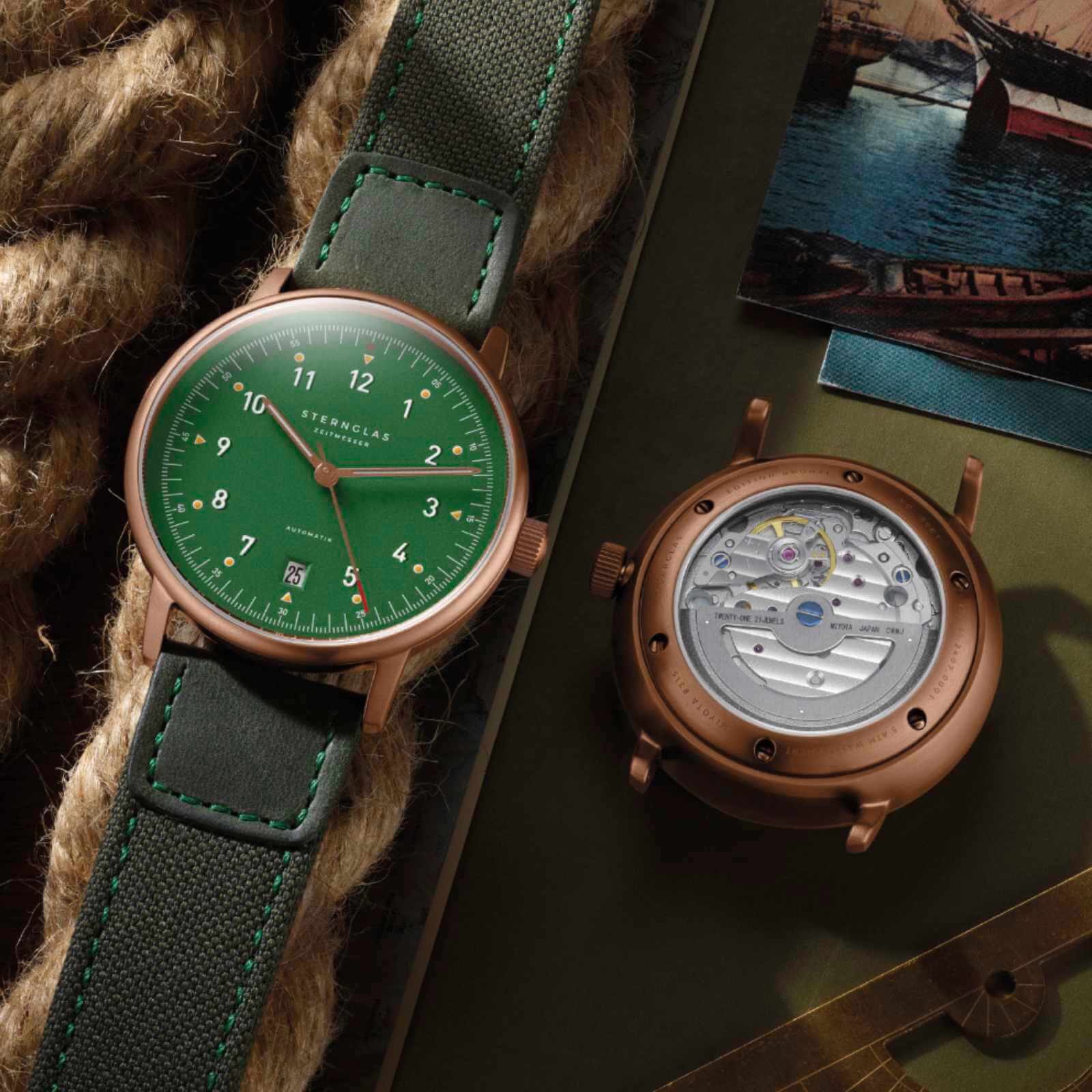 Sternglas Automatik Lumatik Edition Bronze Grün - Nylon Grün Sternglas Automatik Lumatik Edition Bronze Grün - Nylon Grün