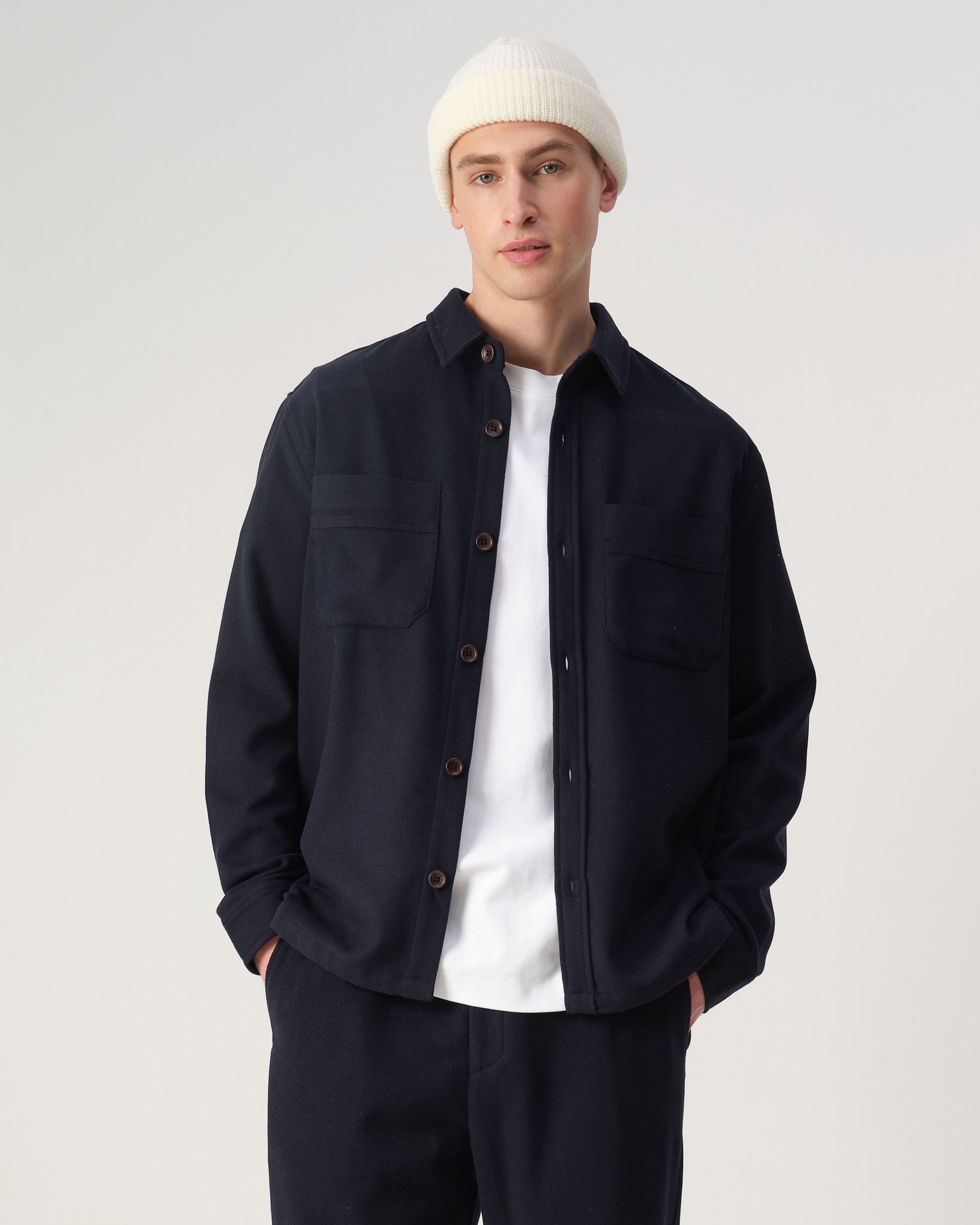 J.C. RAGS Ace Wool Overshirt Sky Captain Melange