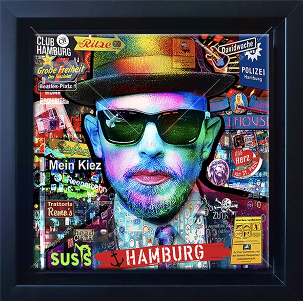 Hamburger Hip-Hop Musiker „HH Edition“ Bild 20 x 20 cm gerahmt