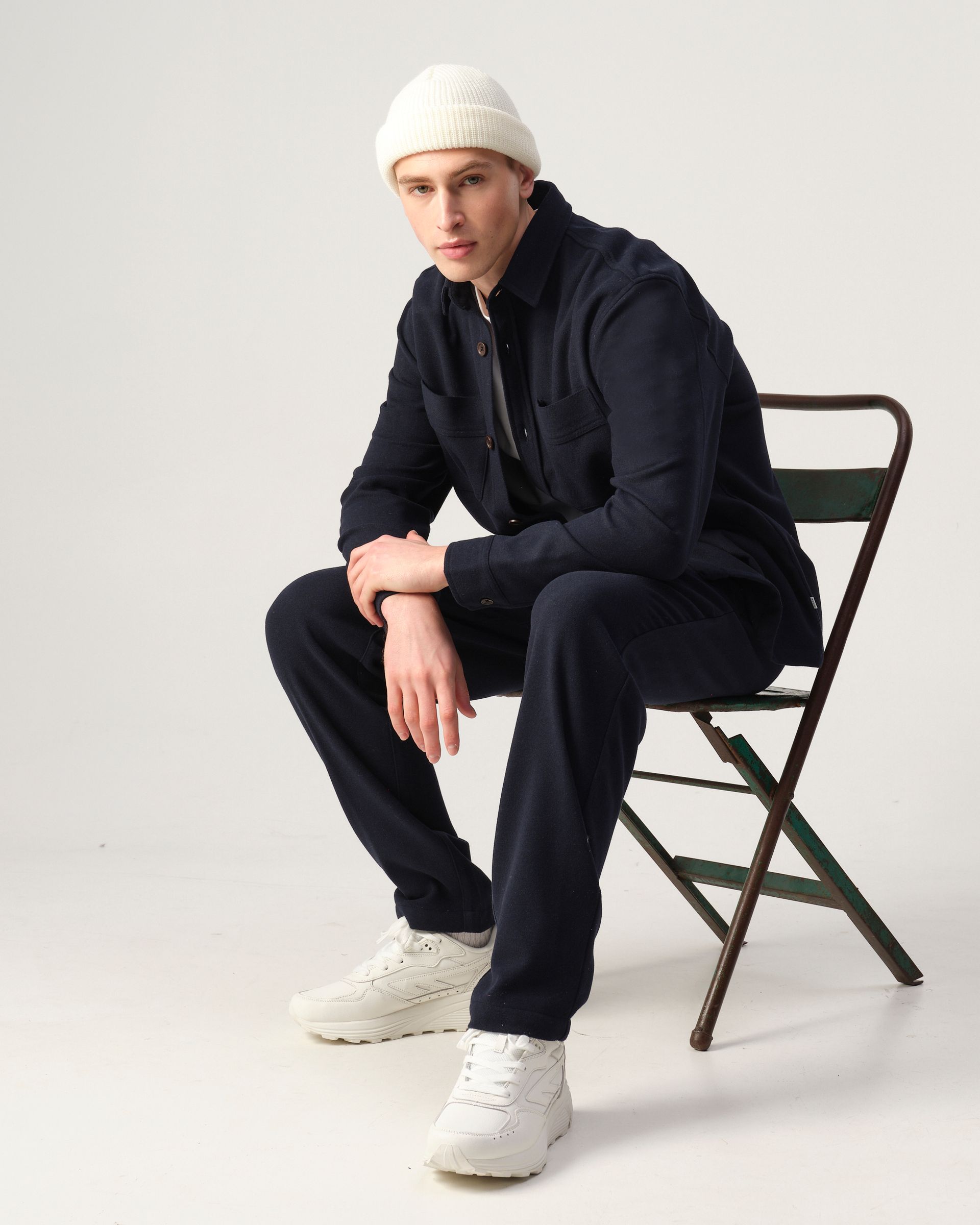 J.C. RAGS Ace Wool Overshirt Sky Captain Melange