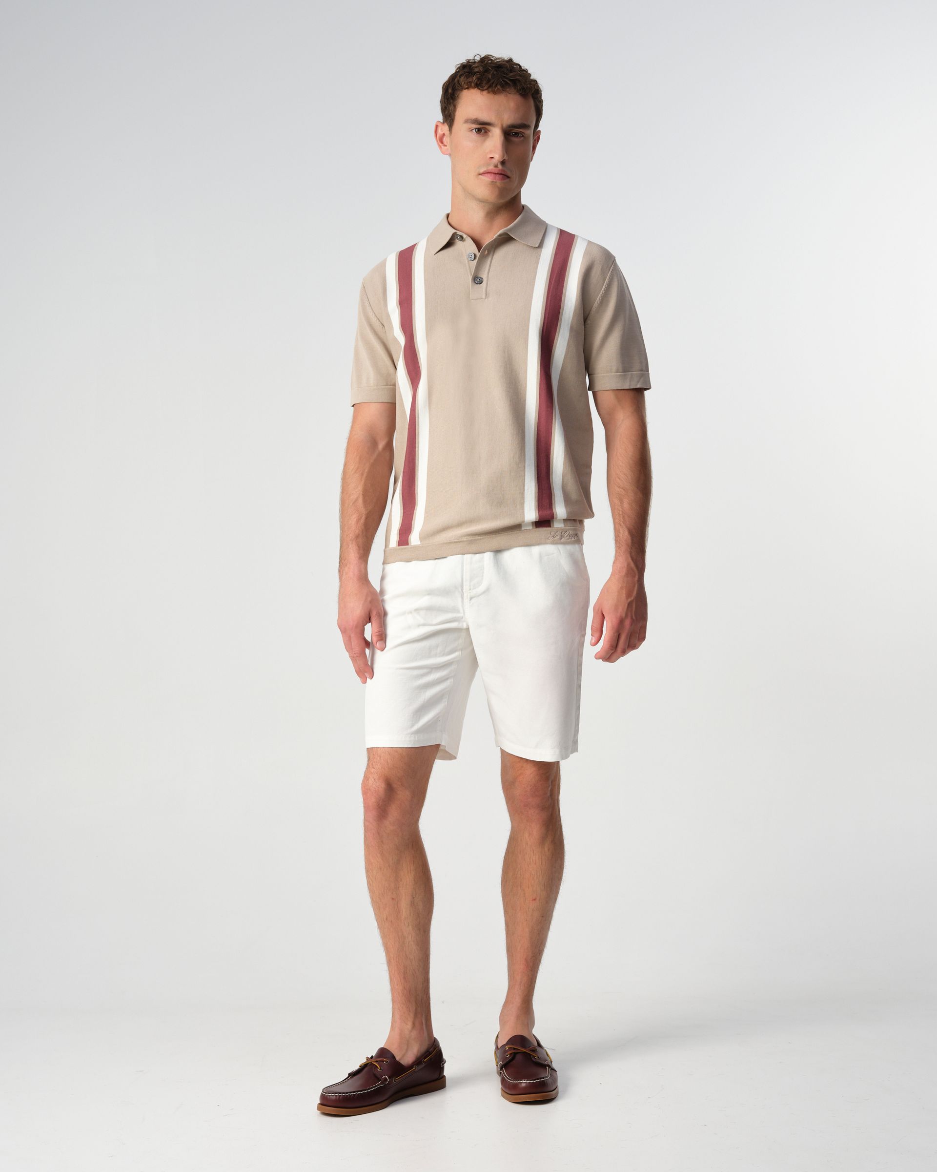 J.C. RAGS Alvie Stripe Polo Plaza Taupe