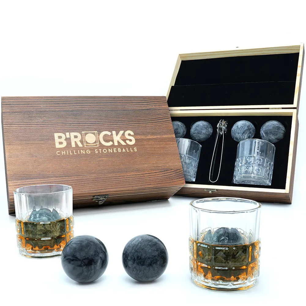 B'ROCKS Premium Kühlsteine (4 Kugeln + 2 Gläser)
